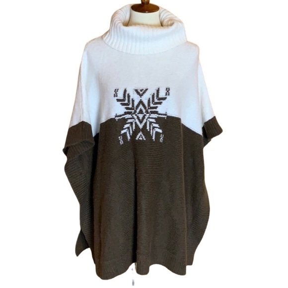 Lands’ End turtleneck poncho sweater Wool / alpaca blend Size Small / Medium - Picture 1 of 11